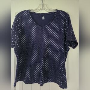 Navy Polka Dot Tshirt - Size 1X (#192)
